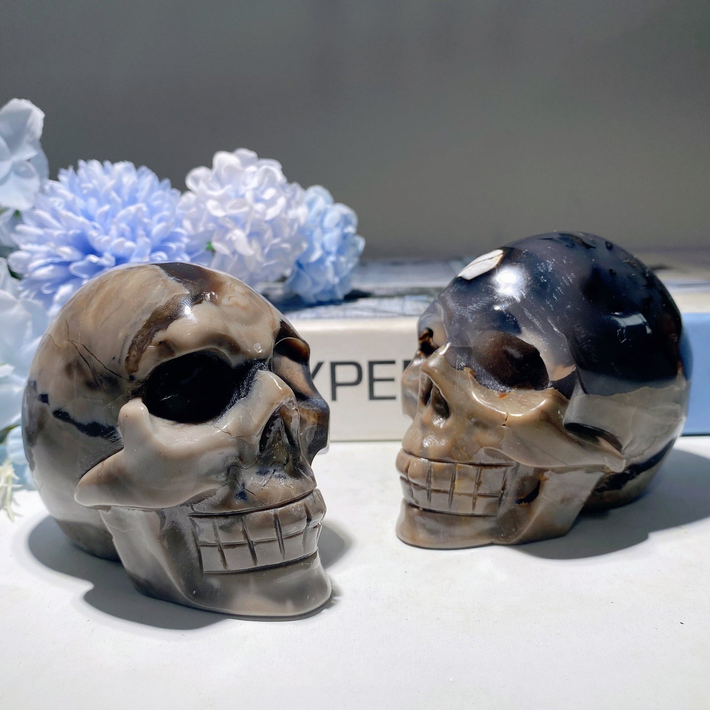 3.4" Volcanno Agate Skull Carvings Bulk Wholesale