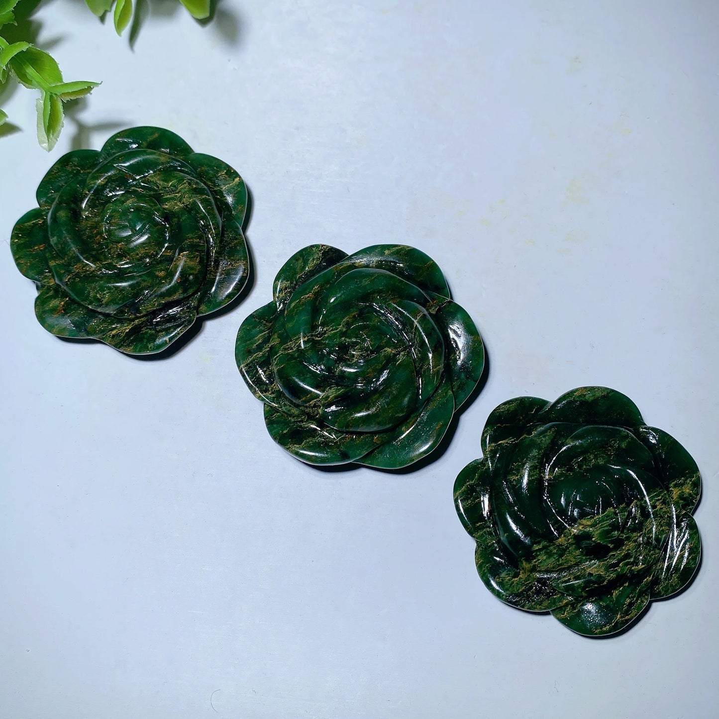 1.95" Emerald Rose Flower Carvings Bulk Wholesale