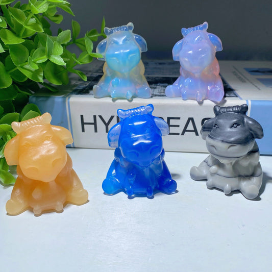 2.0" Mixed Crystal Cow Carvings Bulk Wholesale