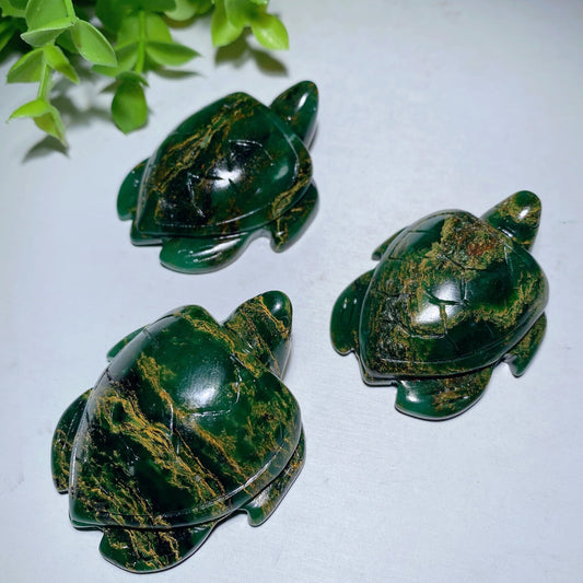 2.1" Emeral Turtle Carvings Bulk Wholesale