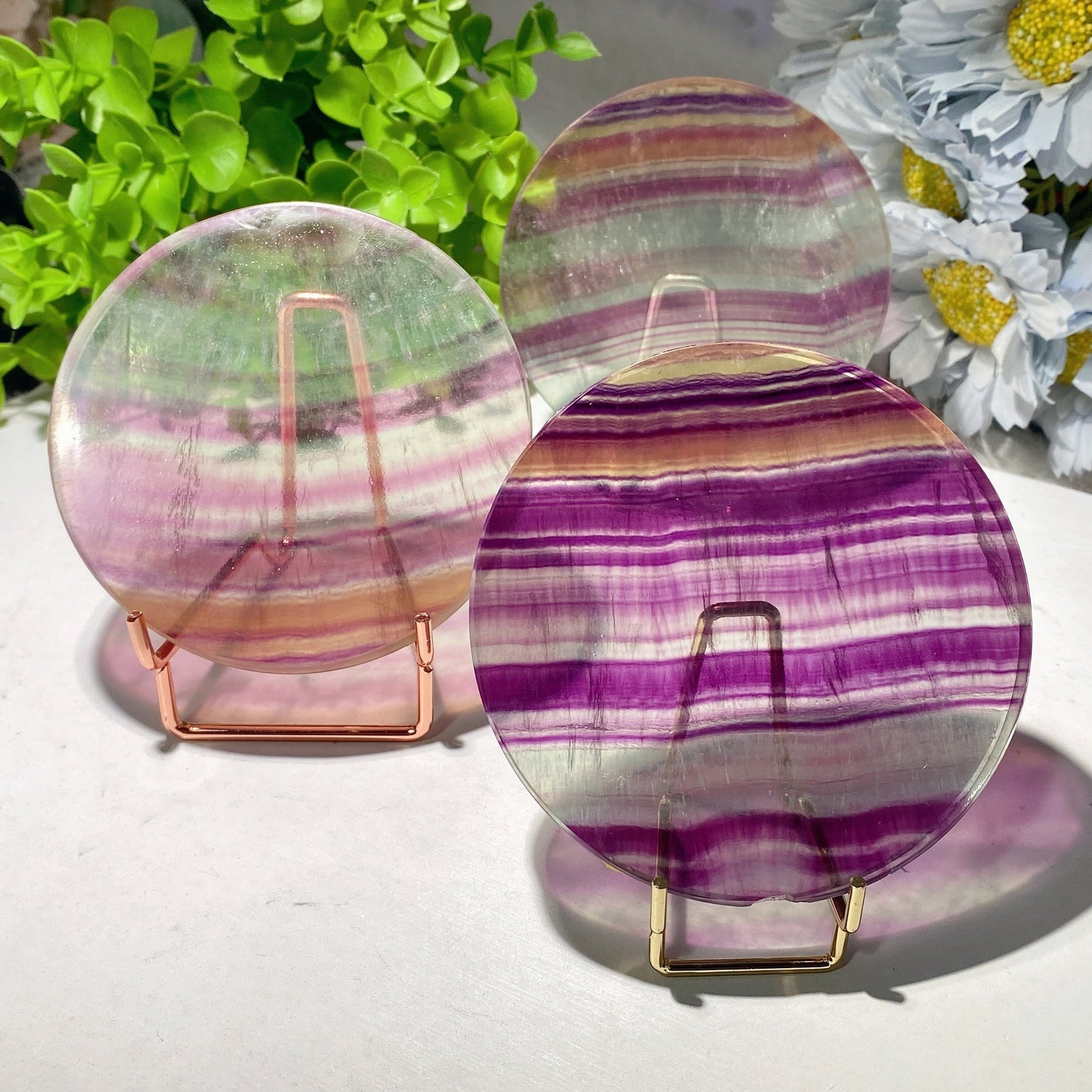 3.5" Fluorite Round Slab Bulk Wholesale