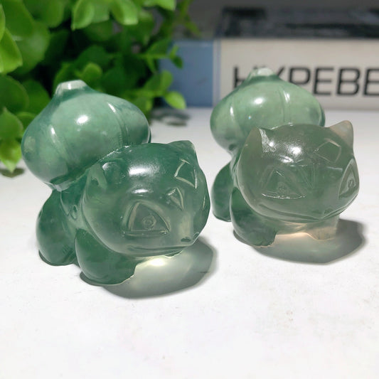 1.9" Green Fluorite Bulbasaur Carvings Bulk Wholesale