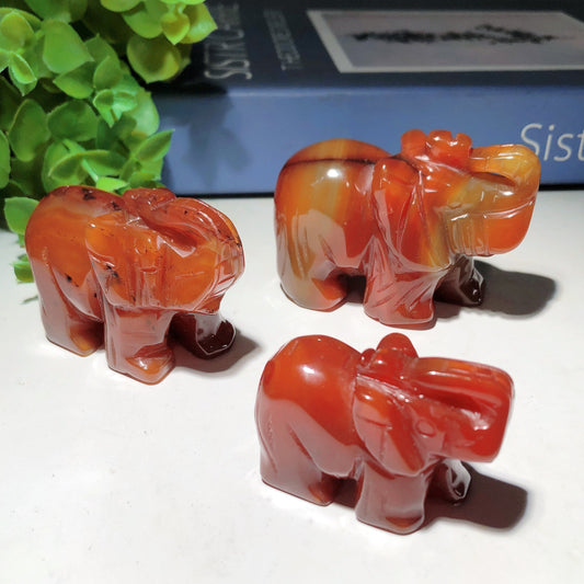 2.0"-2.8" Carnelian Elephant Carvings Bulk Wholesale