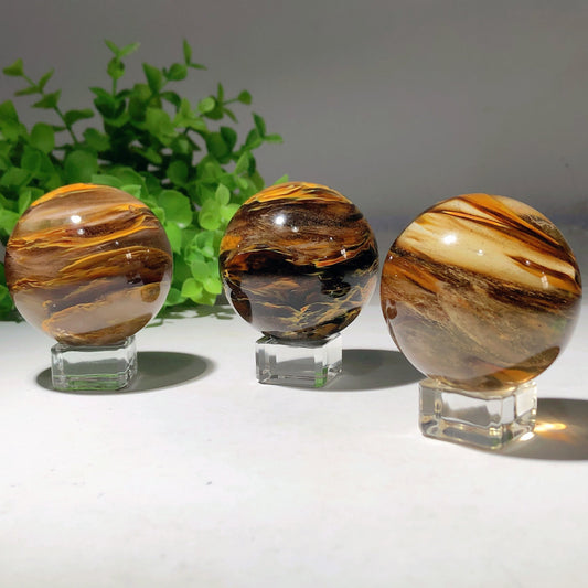 2.05" Yellow Tiger's Eye Melting Sphere Bulk Wholesale