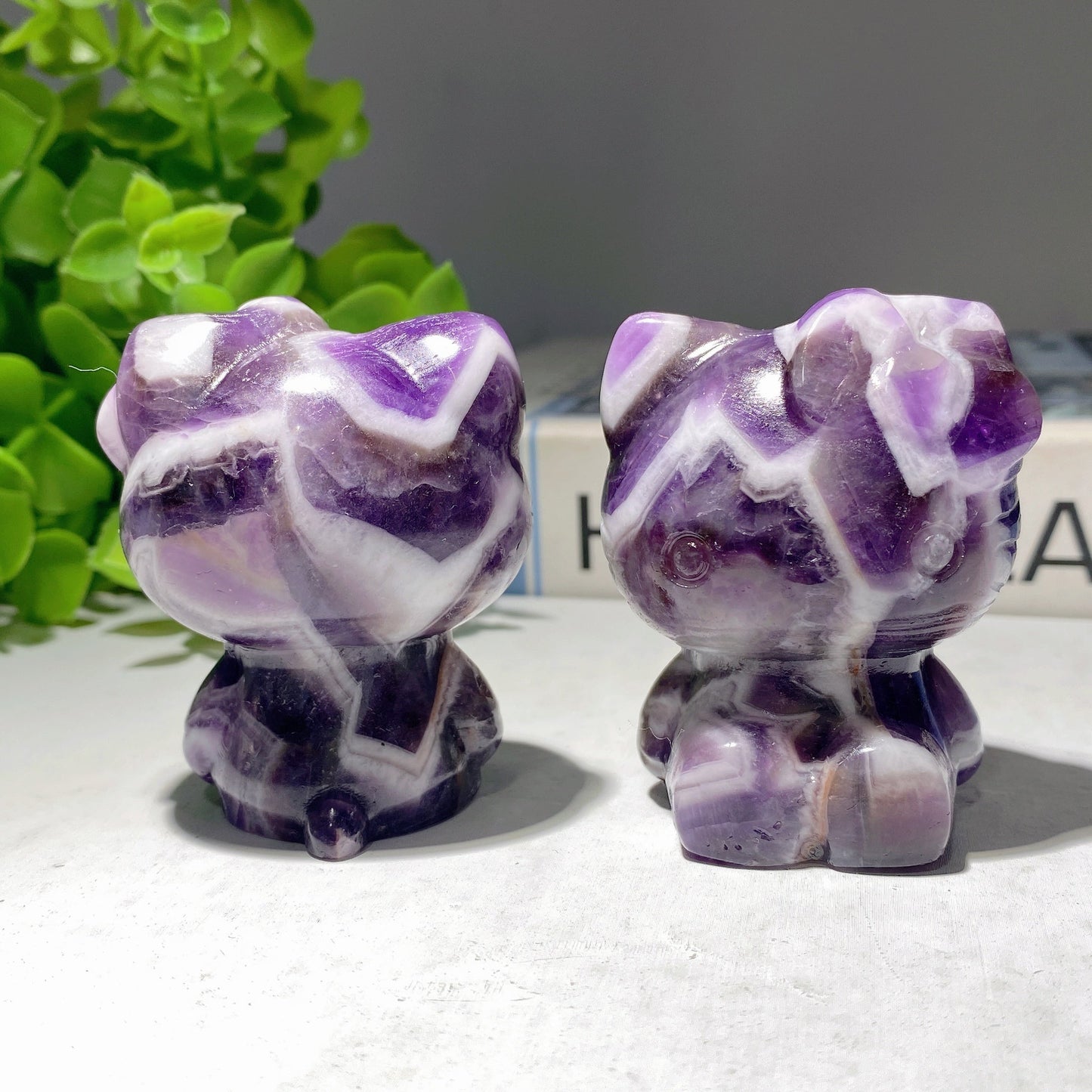 2.25" Dream Amethyst Hello Kitty Carvings Bulk Wholesale