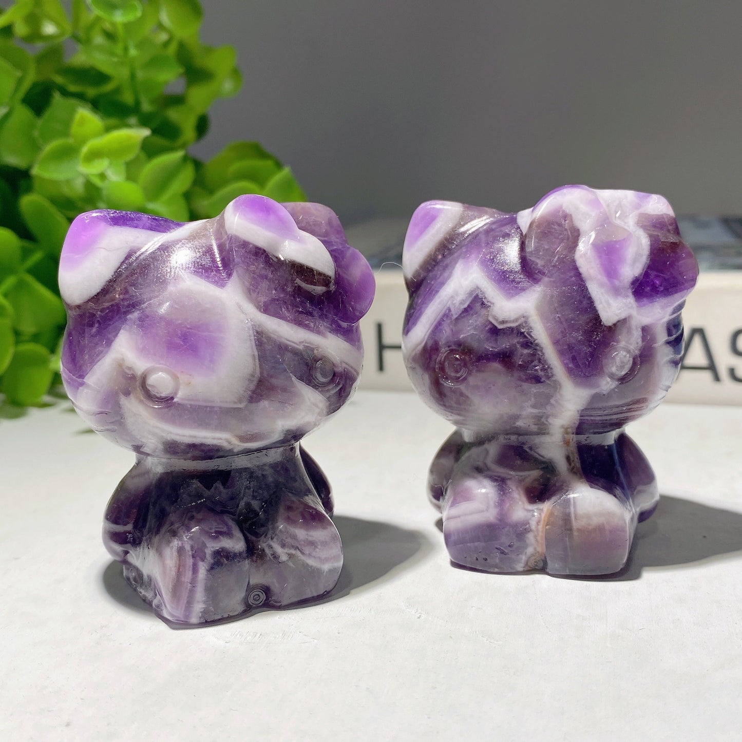 2.25" Dream Amethyst Hello Kitty Carvings Bulk Wholesale