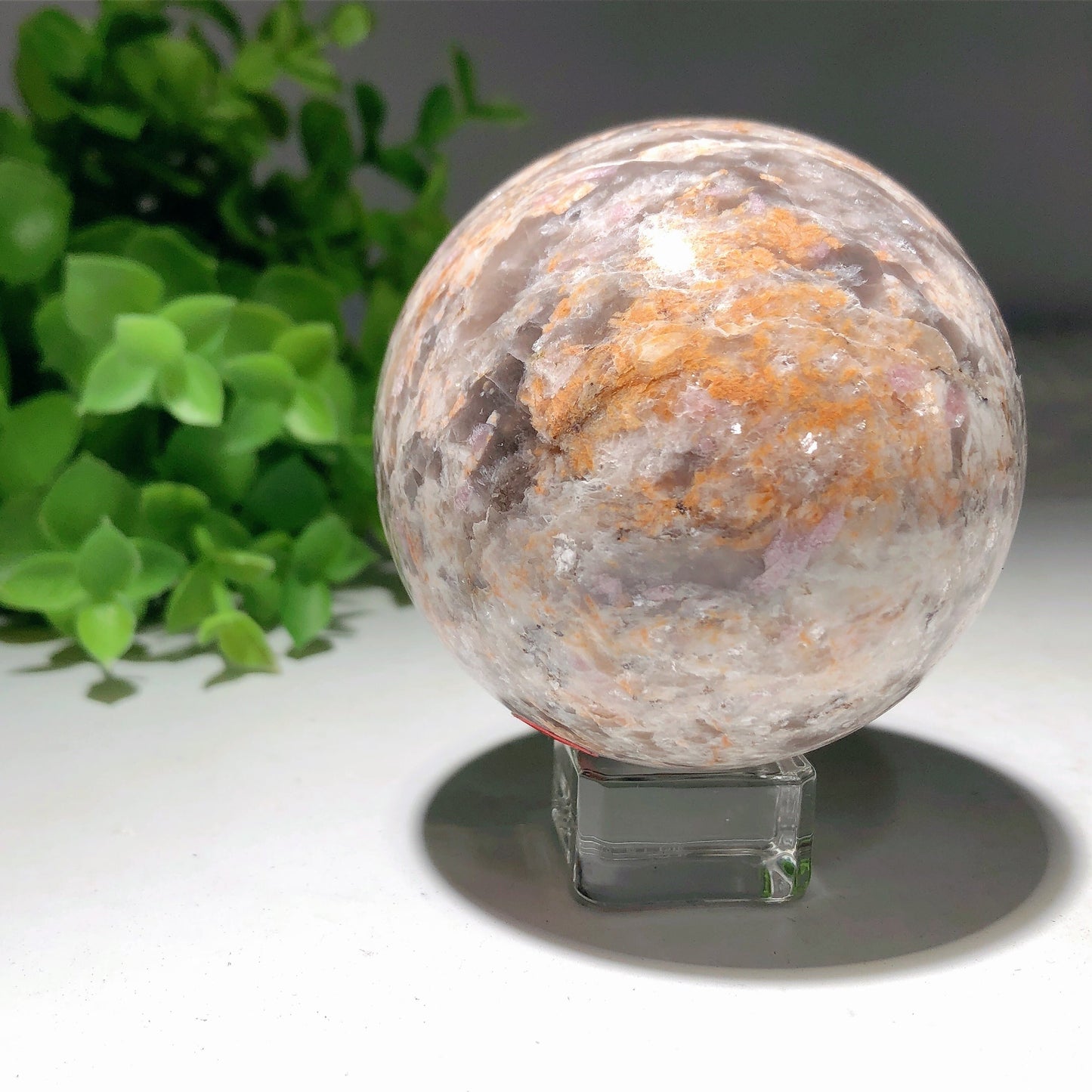 2.0"-4.5" Pink Tourmaline In Mica Smoky Quartz Sphere Bulk Wholesale