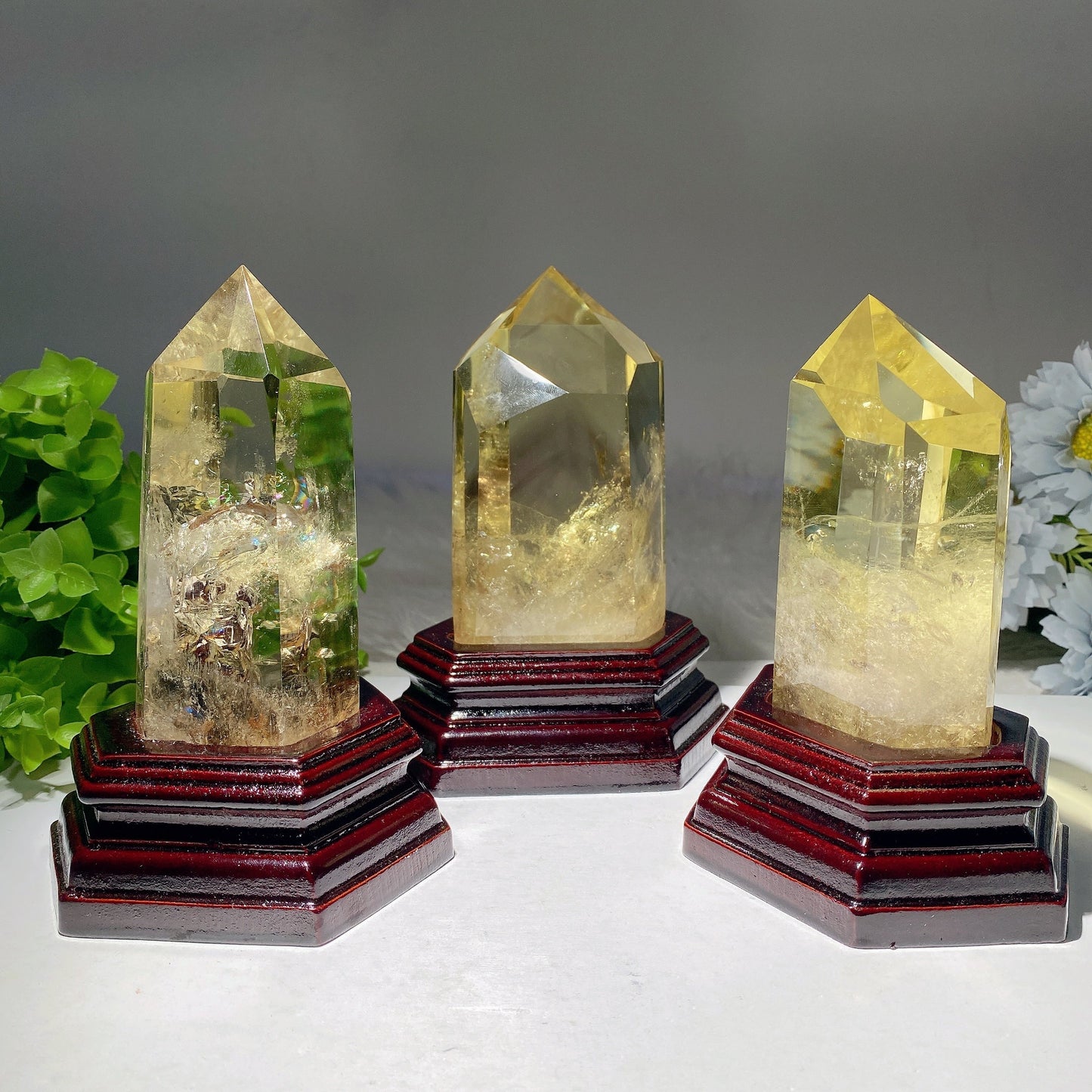 5.0"-8.0" Citrine Tower with Wooden Base Bulk Wholesale