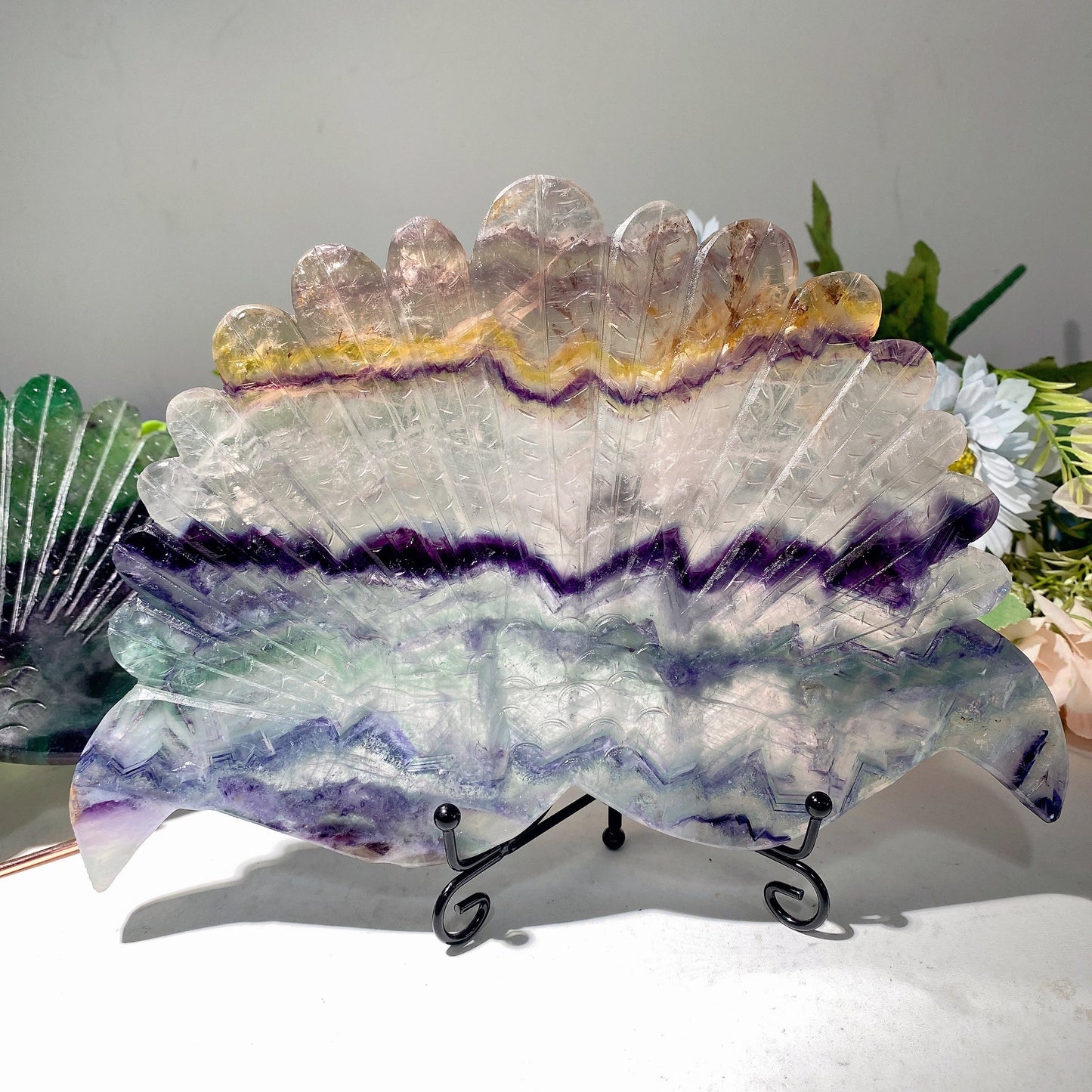 7.0"-9.0" Fluorite Peacock Carvings Bulk Wholesale