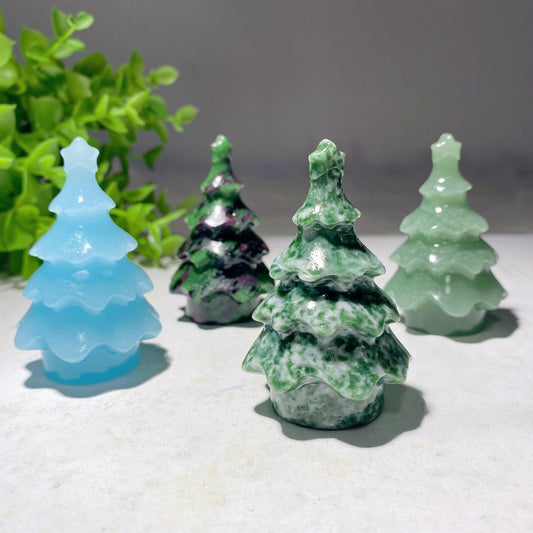 2.35" Mixed Crystal Christmas Tree Carvings Bulk Wholesale