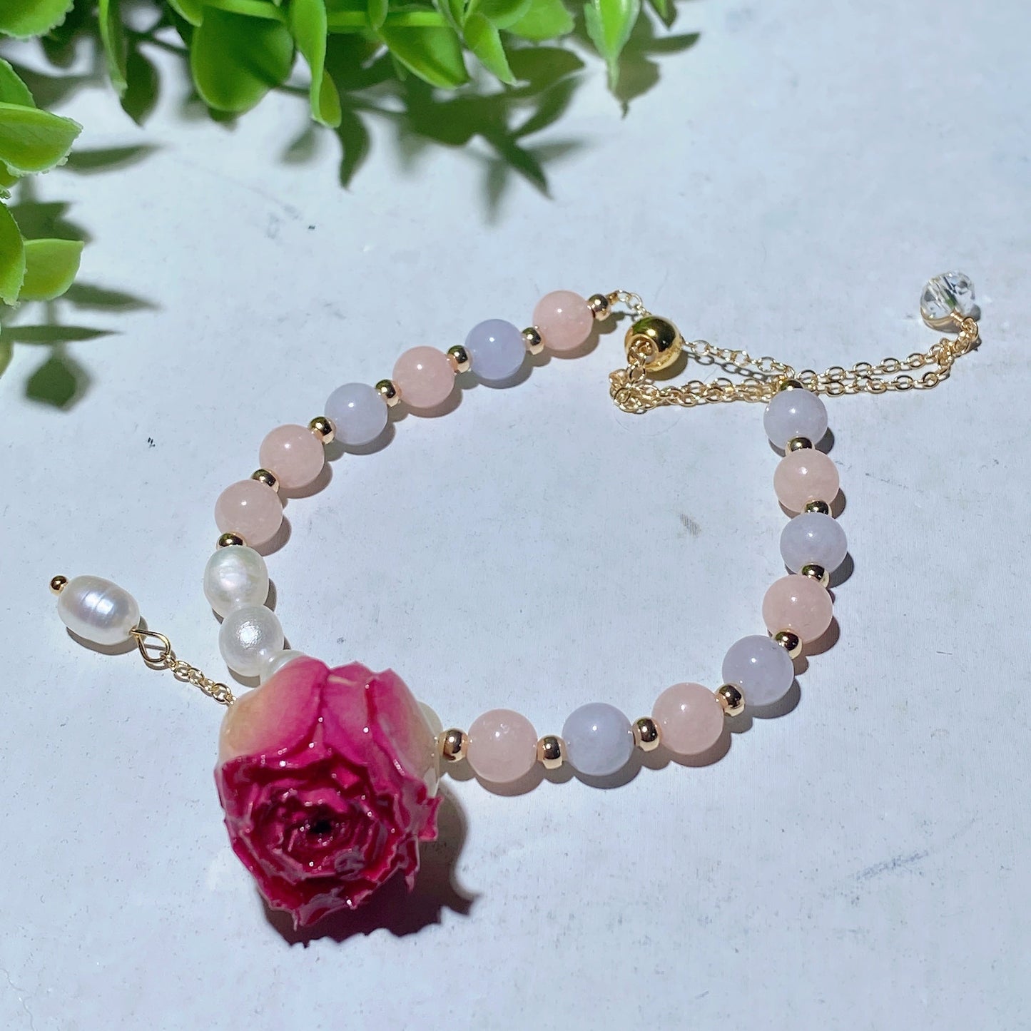 Mixed Crystal Pearl Rose Flower Adjustable Bracelet Bulk Wholesale