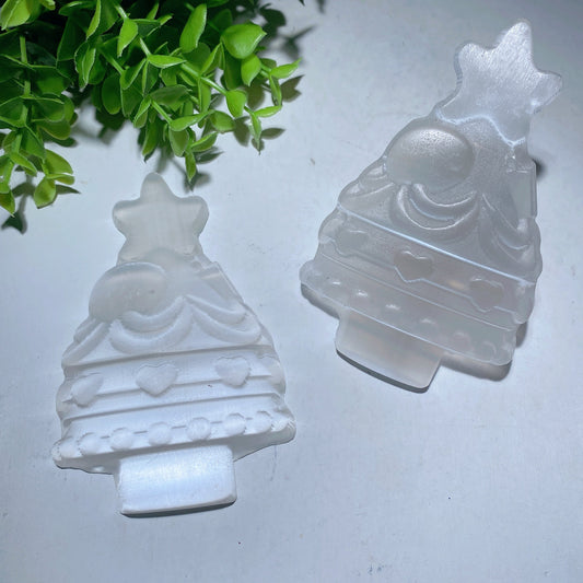 4.7" Selenite Christmas Tree Carvings Bulk Wholesale