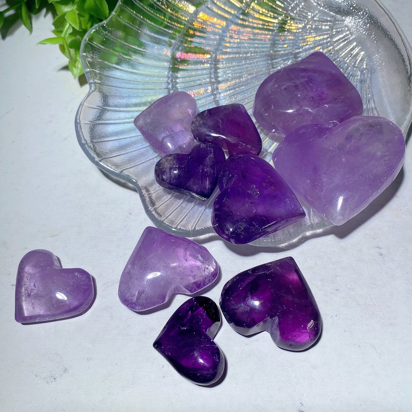 100g Amethyst Heart Carvings Bag Bulk Wholesale