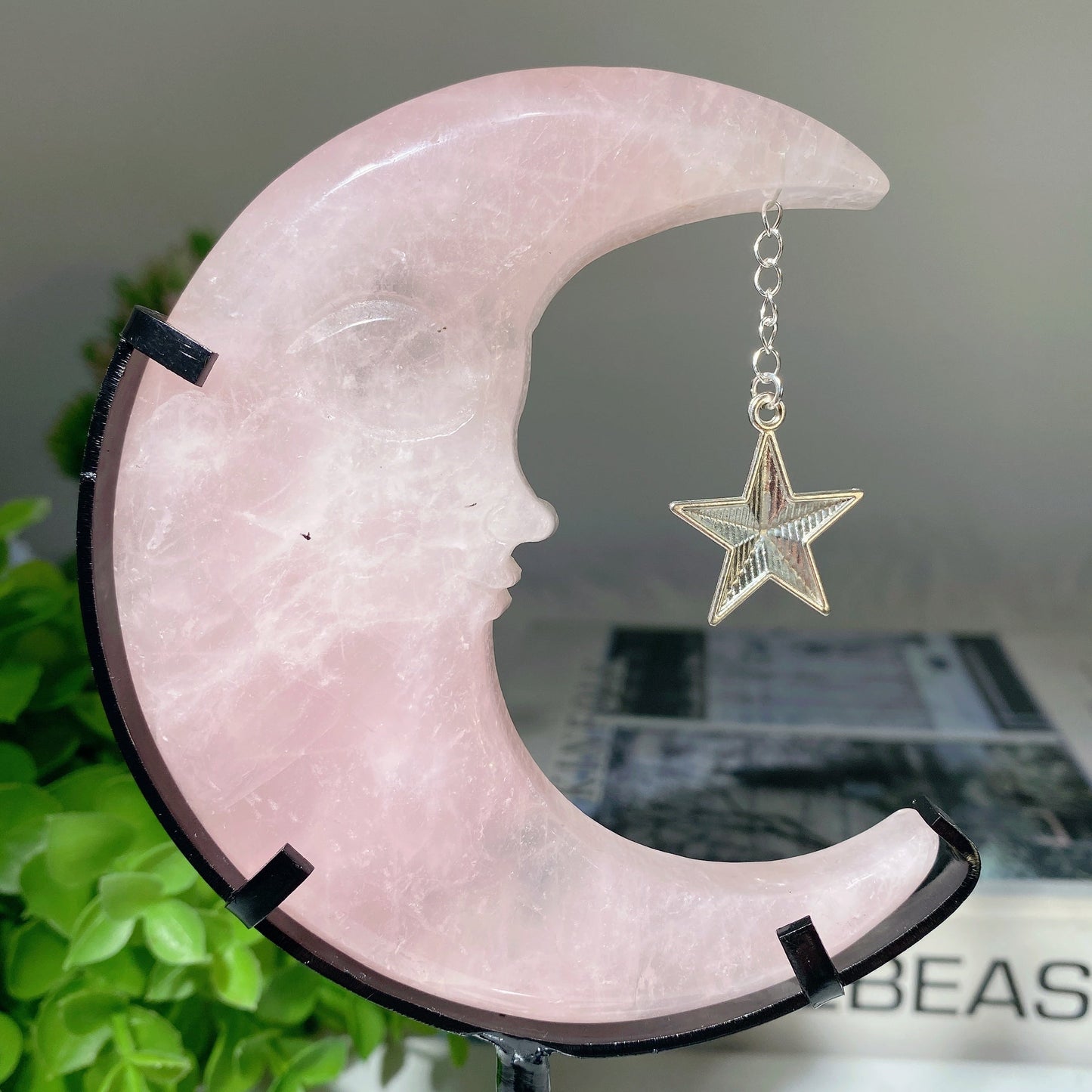 Mixed Crystal Moon Face Carvings with Stand Free Form Bulk Wholesale