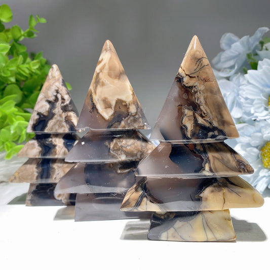 3.0"-4.0" Volcanic Agate Christmas Tree Carvings Bulk Wholesale