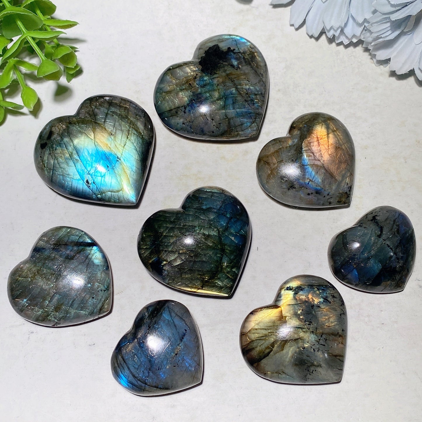 1.2"-2.0" Labradorite Heart Carvings Bag Bulk Wholesale