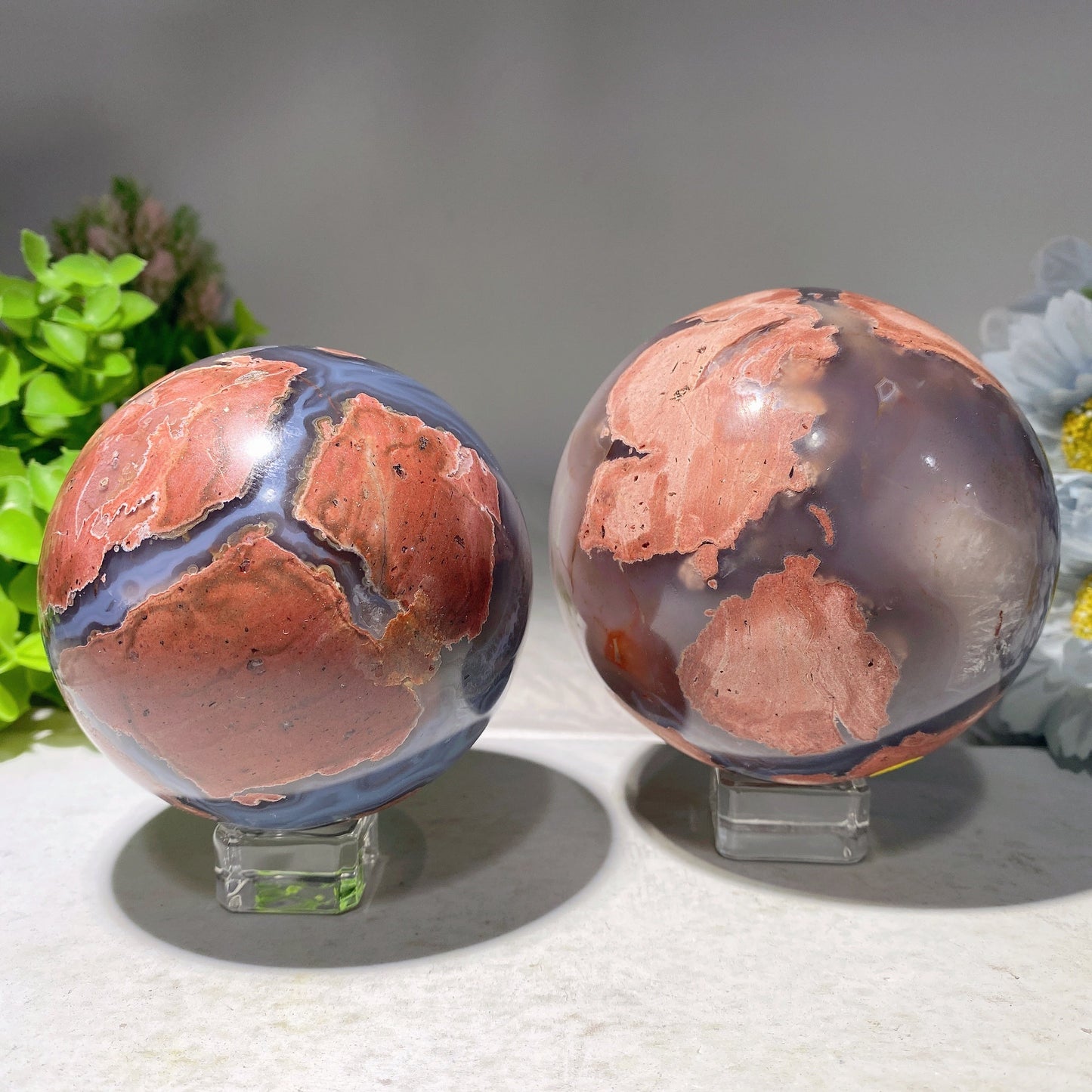 2.5"-4.0" Football Volcanic Agate Sphere Bulk Wholesale