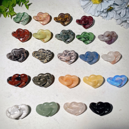 1.4" Mixed Crystal Double Heart Locker Cavings Bulk Wholesale