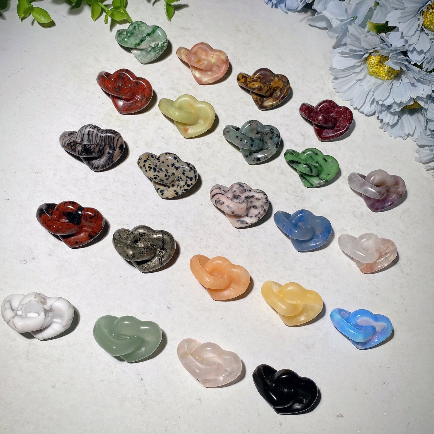 1.4" Mixed Crystal Double Heart Locker Cavings Bulk Wholesale