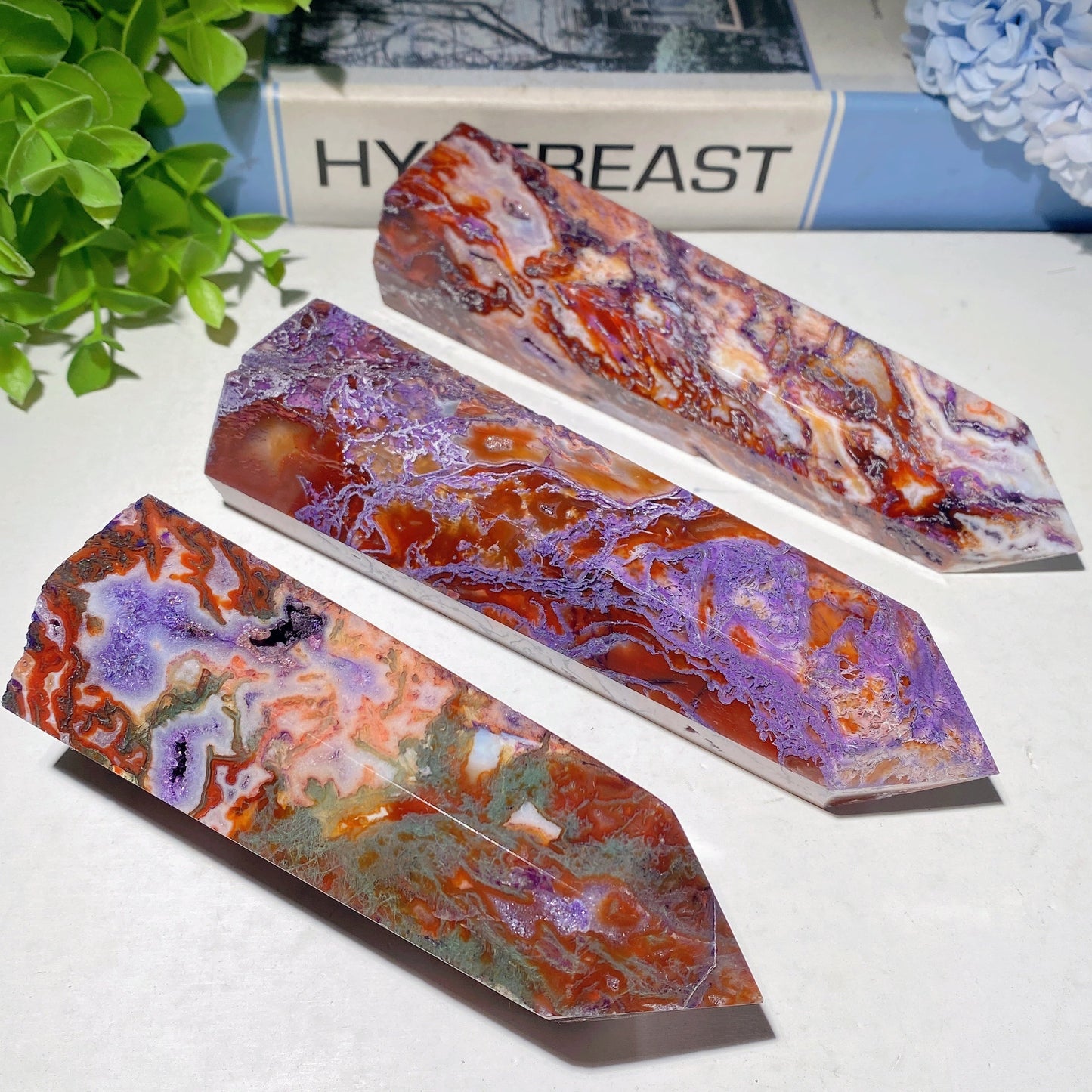 4.5"-6.0" Purple Moss Agate Tower Bulk Wholesale