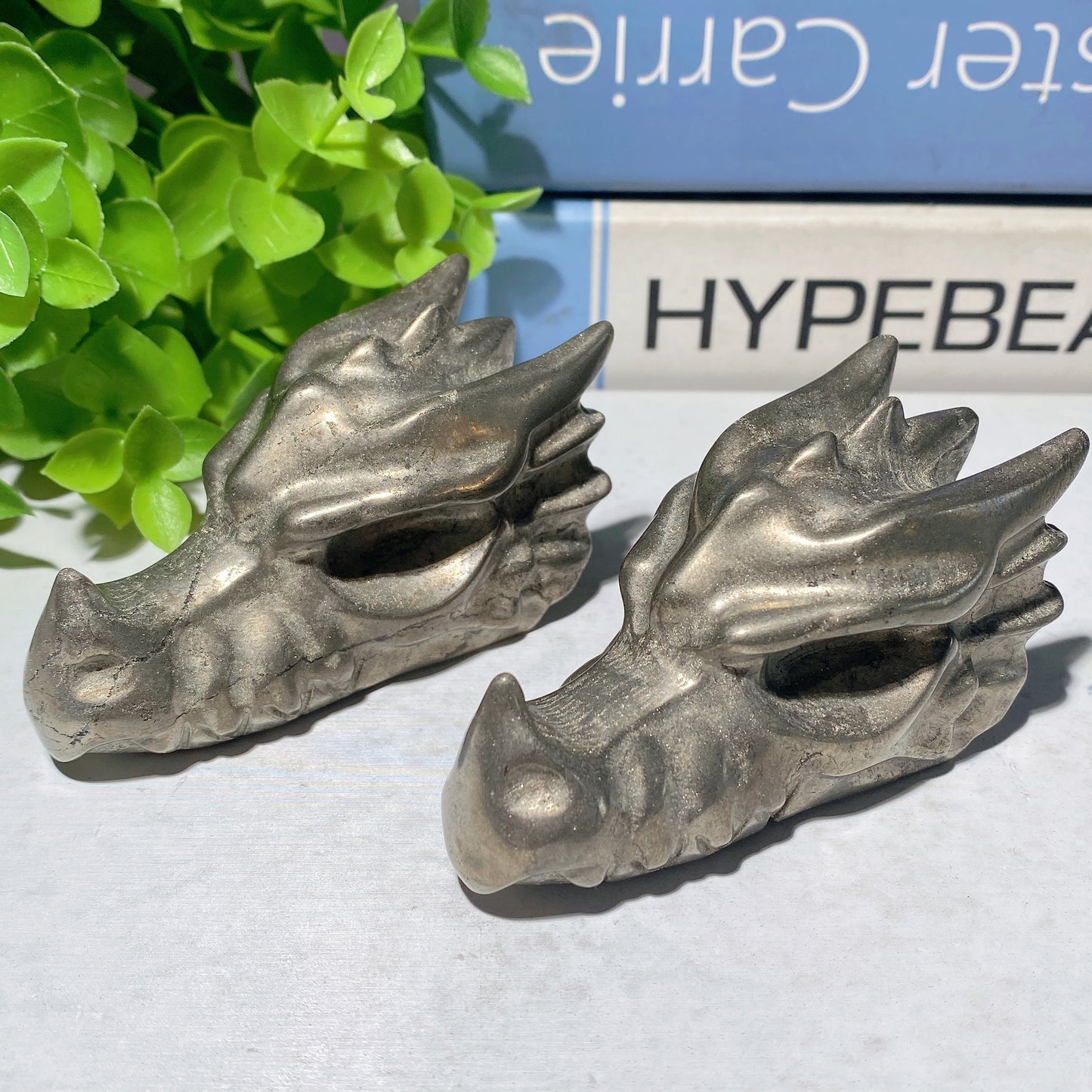 3.0" Pyrite Dragon Head Carvings Bulk Wholesale