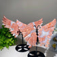 Pink Flower Agate Butterfly Unicorn Wings Carvings with Stand Bulk Wholesale