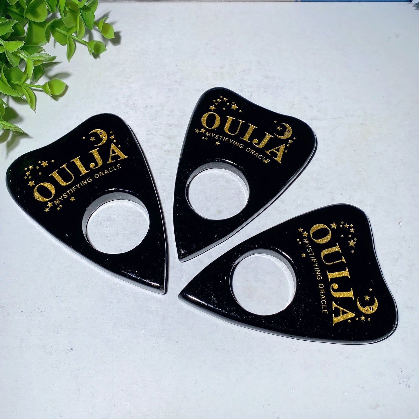 3.9" Black Obsidian Ouija Borad with Golden Printing Carvings Bulk Wholesale