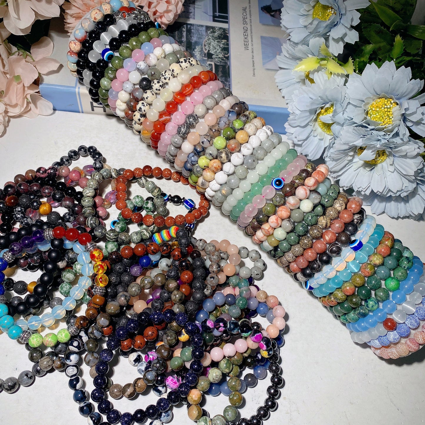 100pcs 8mm Mixed Crystal Beads Bracelet Bulk Deal Wholesale