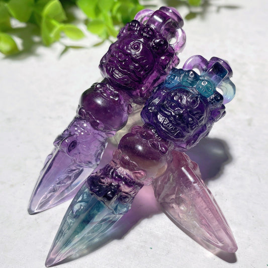 3.1" Fluorite Vajra Pestle Carvings Pendant Bulk Wholesale