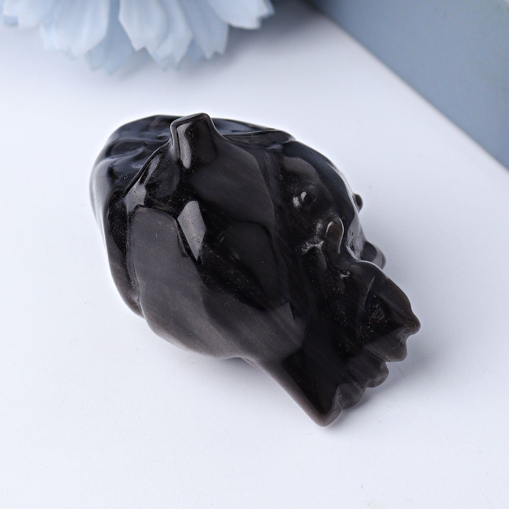 2.7" Silver Obsidian Heart Crystal Carvings Wholesale Crystals