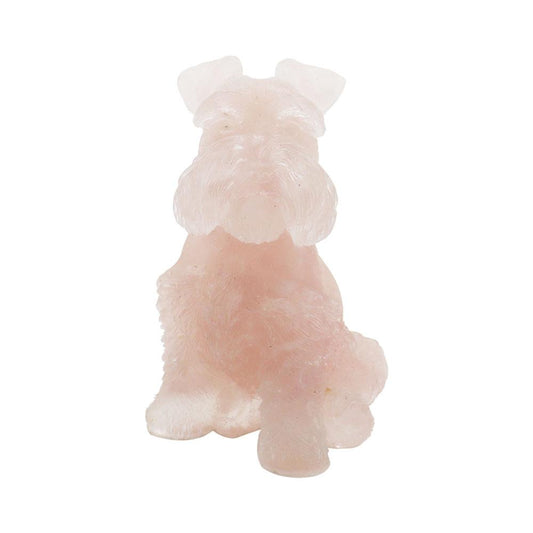 Rose Quartz Gravel Resin Dog Figurines Schnauzer Wholesale Crystals