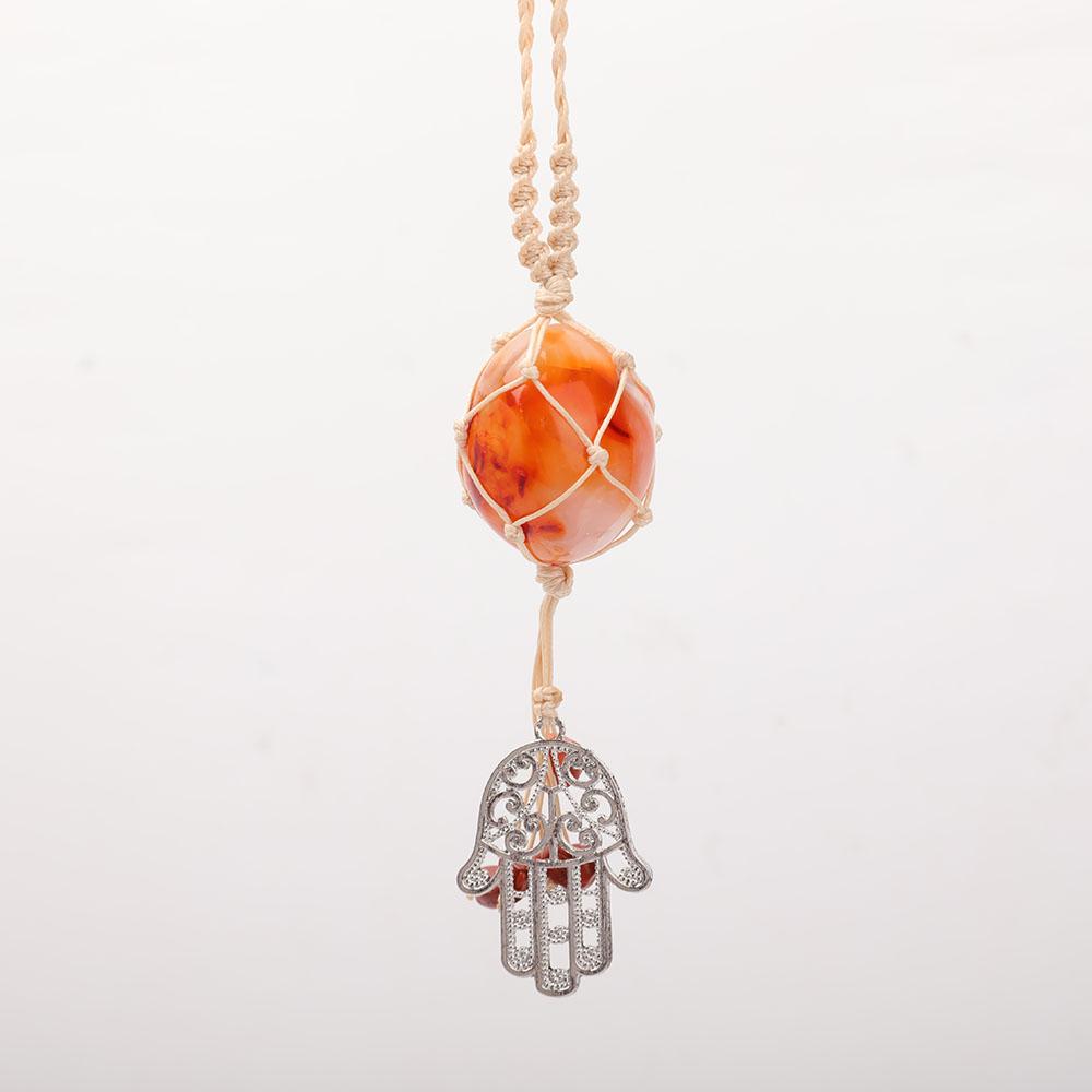 Straw Rope Wrapped Carnelian Stone Adjustable Necklace Wholesale Crystals