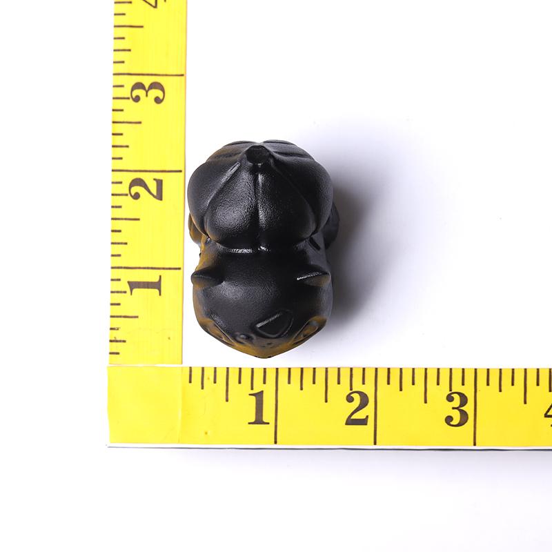 2" Black Obsidian Bulbasaur Crystal Carvings Wholesale Crystals