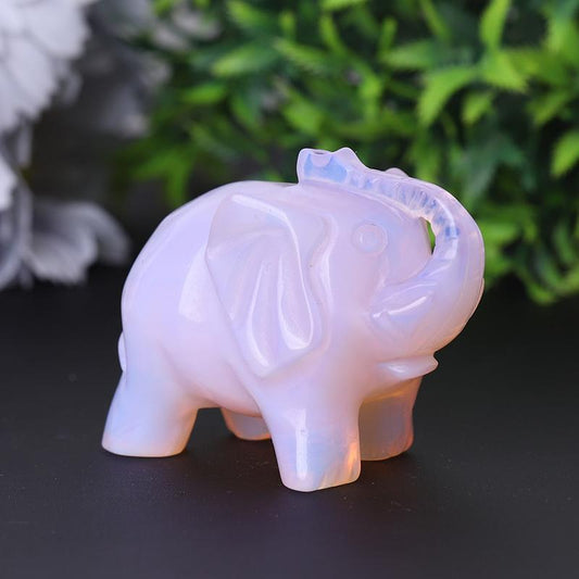 3" Pink Opalite Elephant Crystal Carvings Wholesale Crystals