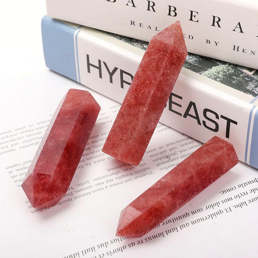 Set of 3 Strawberry Quartz Points Wholesale Crystals