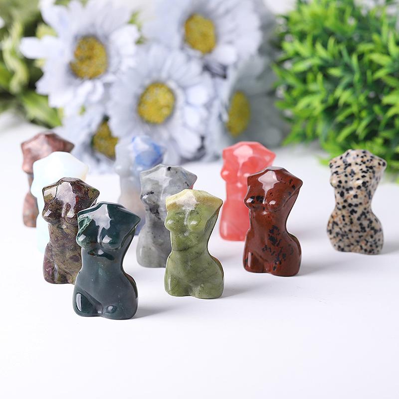 2“ Wholesale Crystal Tiny Women Body Figurine Crystal Torso Statue Carved Goddess Model Body Wholesale Crystals