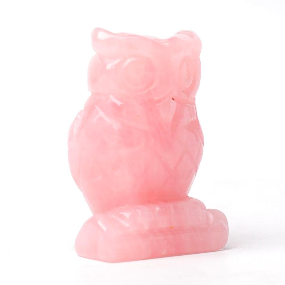 2.0" Rose Quartz Owl Figurine Crystal Carvings Wholesale Crystals