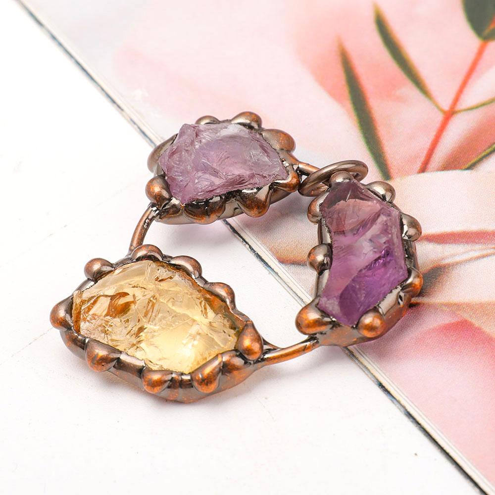 Raw Amethyst Citrine Stone Pendant Wholesale Crystals