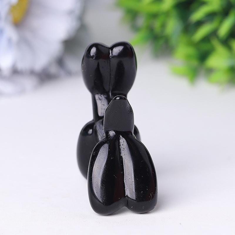 2.5" Black Obsidian Balloon Dog Crystal Carvings Wholesale Crystals