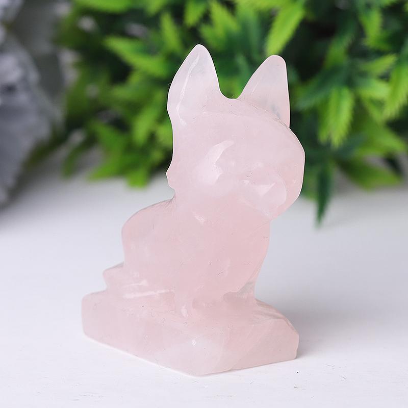 2.4" Rose Quartz Dog Crystal Carvings Wholesale Crystals
