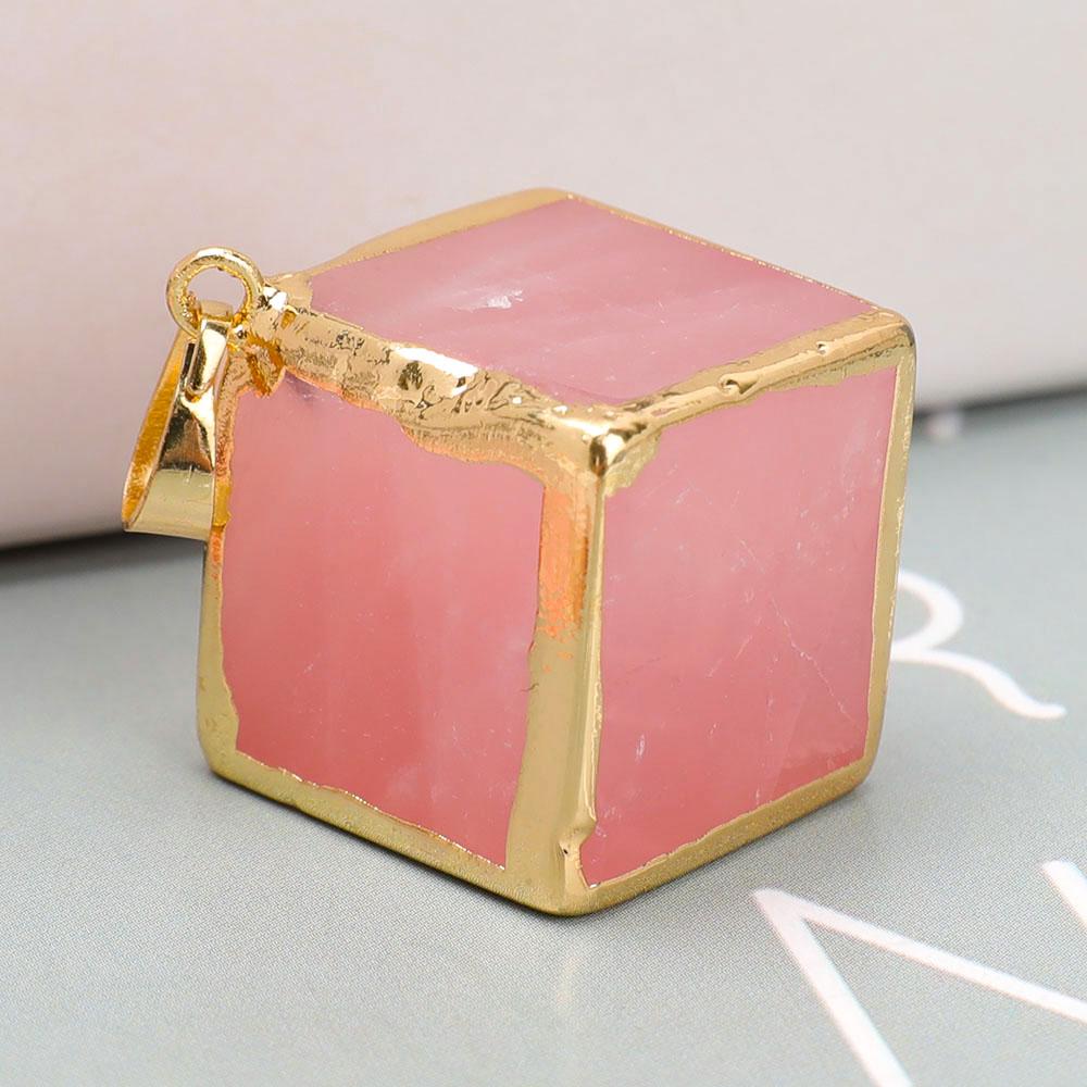 Rose Quartz Cube Pendant Wholesale Crystals