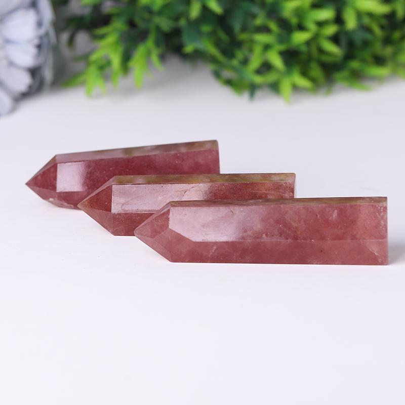 Wholesale Natural Crystal Tower Wand Strawberry Quartz Point for Decoration Wholesale Crystals