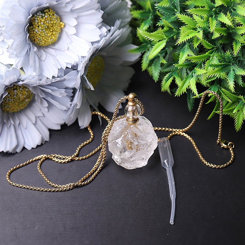 Raw Clear Quartz Perfume Bottle Necklace DIY Wholesale Crystals