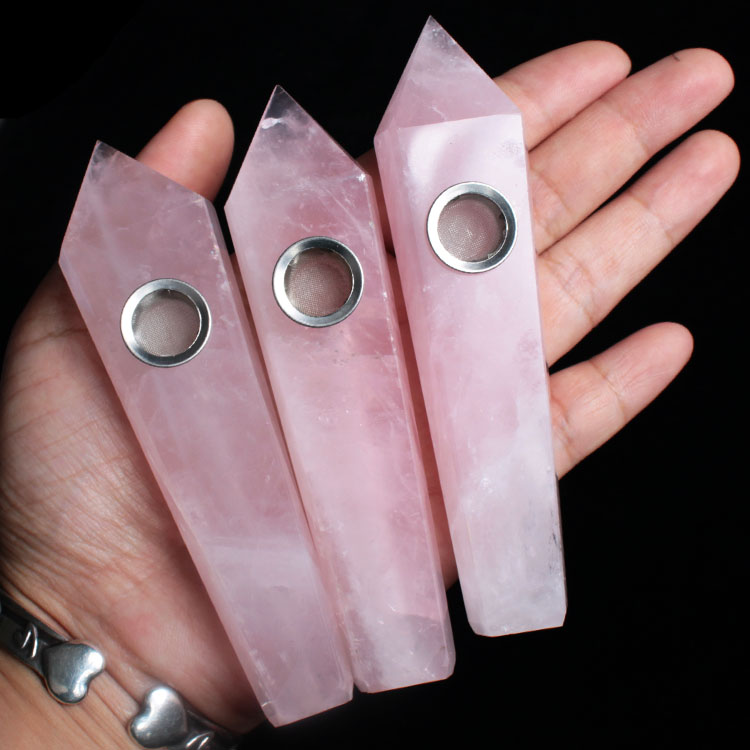 Rose Quartz Smoking Pipe wholesale support mixed customization Wholesale Crystals