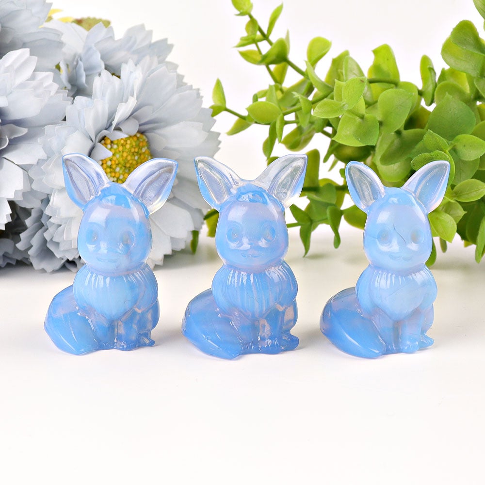 1.95" Blue Opalite Pokemon Evee Crystal Carvings Wholesale Crystals