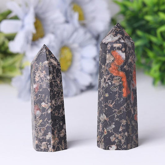 Natural Plum Blossom Flower Jade Points Healing Crystal Tower Wholesale Crystals