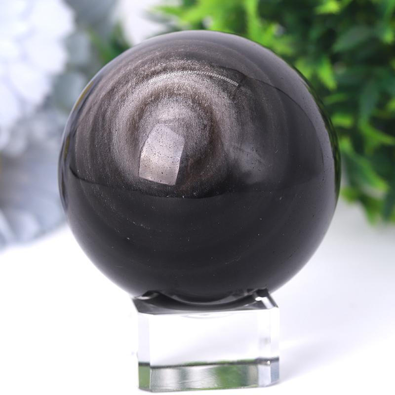 2.0"-4.5" Silver Obsidian Sphere Wholesale Crystals