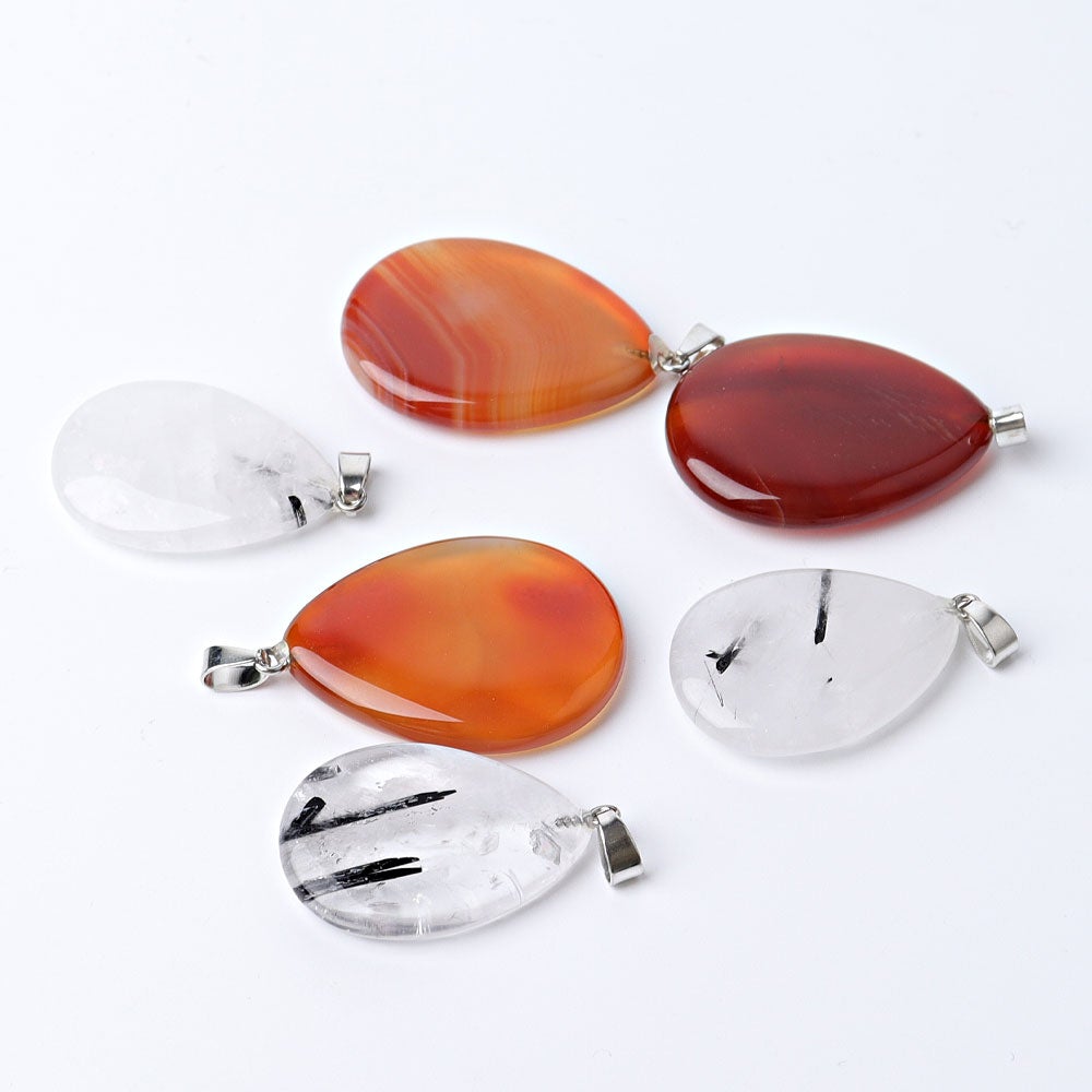 1.5" Carnelian Black Tourmaline Water Drop Pendant Wholesale Crystals