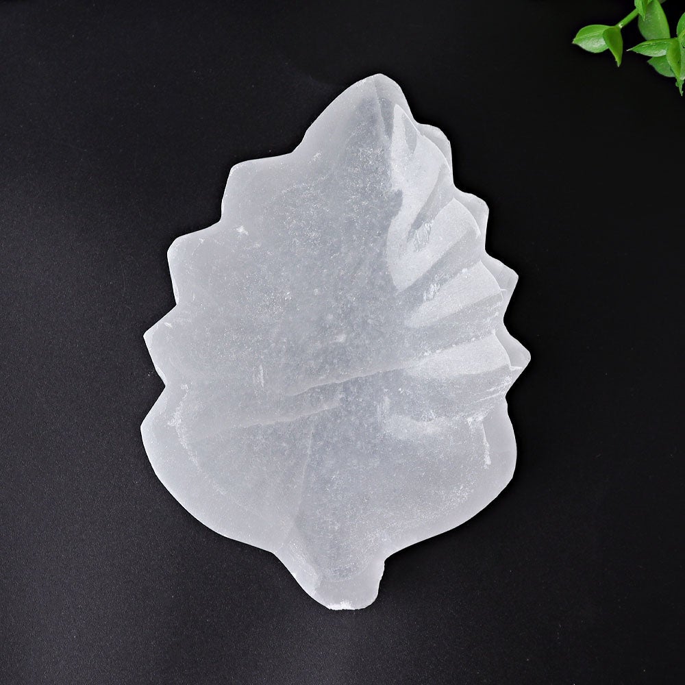 4.8" Selenite Leaf Shape Bowl Crystal Carving Wholesale Crystals