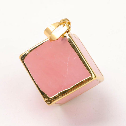 Rose Quartz Cube Pendant Wholesale Crystals